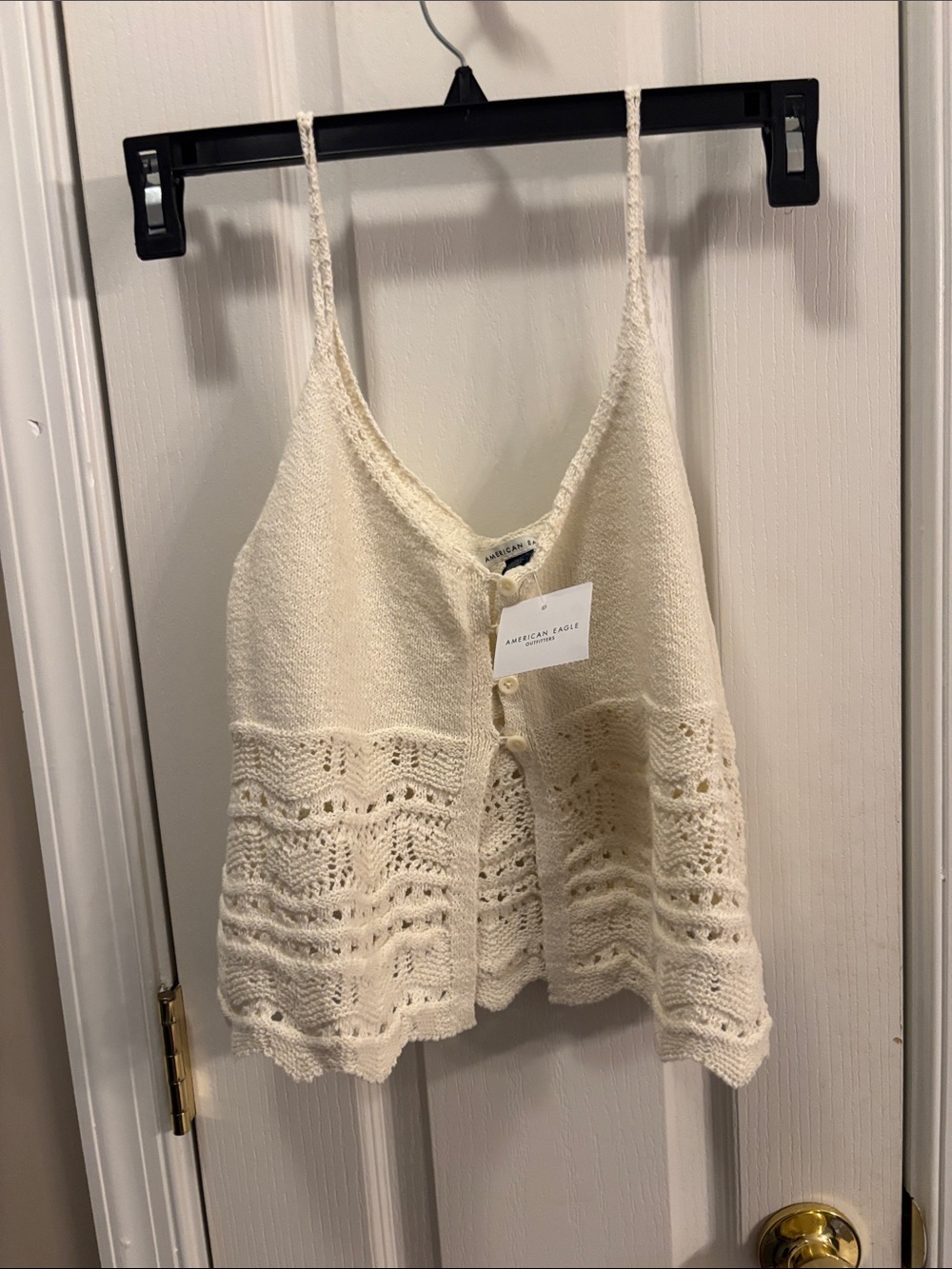 American Eagle Outfitters Cream Crochet Knit sweater tank